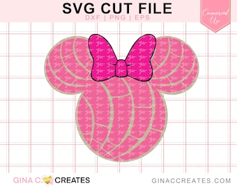 Concha muis hoofd met Bow SVG Cut-bestand, Concha Mexicaanse broodmuis SVG