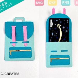 Travel Backpack SVG, Gift Card Holder SVG, Travel Gift Card Holder, Paper Gift Card Holder for Cricut, Student Gift Idea, Student Gift Card