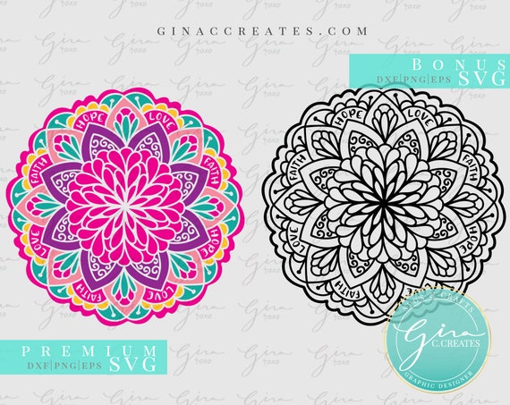Love Hope Faith Mandala Svg Mexican Svg Etsy