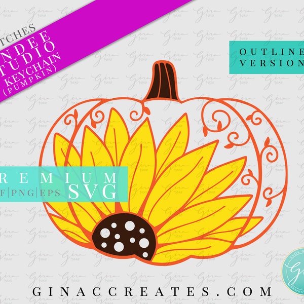 Fall Pumpkin Sunflower Key chain SVG. sunflower svg, key chain svg, zindee svg