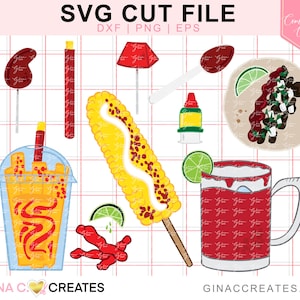 Spicy Mexican foods SVG Bundle, michelada svg, elote svg, taco svg