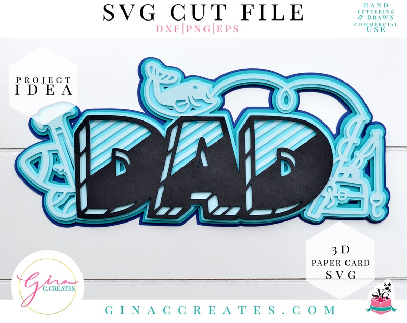 3D Dad Paper Card SVG Cut File 3D Father's Day svg | Etsy