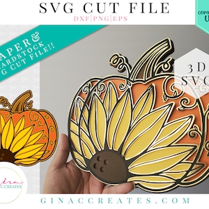 Fall Layered Mandala SVG, Sunflower Pumpkin Mandala SVG Cut File, 3D mandala svg, pumpkin SVG