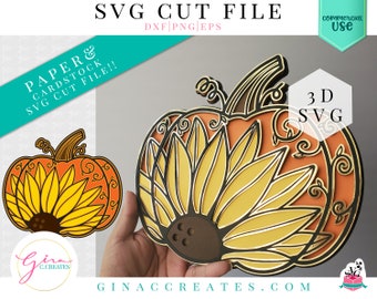 Fall Layered Mandala SVG, Sunflower Pumpkin Mandala SVG Cut File, 3D mandala svg, pumpkin SVG