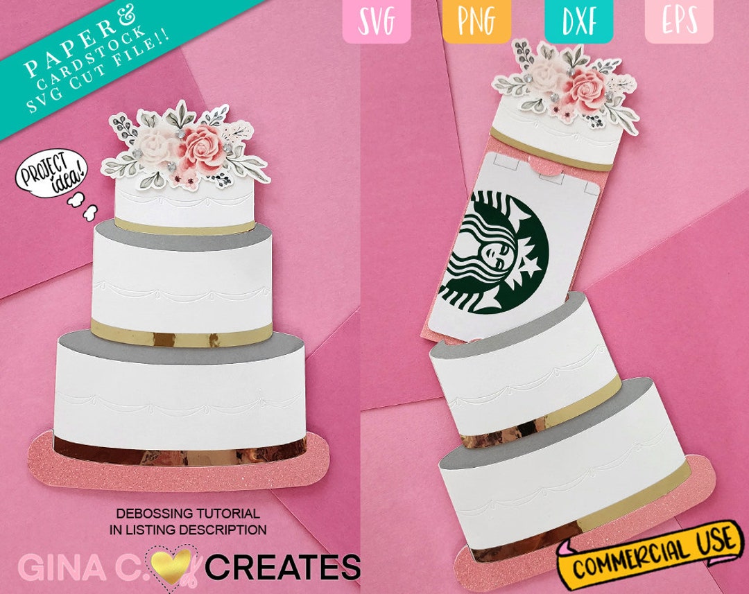 Wedding Cake Gift Card Holder SVG With Debossing Etsy UK