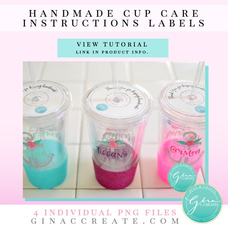 Cup Care Instruction Label, Care Card, Thank you for buying handmade cup label | PNG Printable image 3