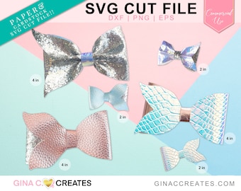 Mermaid Tail Hair Bow Template Bundle, Hair bow SVG and PDF