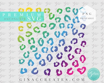 Leopard Print SVG en Rainbow Leopard PNG-afbeelding, Animal print wrap svg, luipaardprint sublimatie waterglijbaan afbeelding