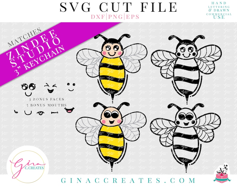 Download Bumble Bee SVG Bundle svg for 3 inch bumble bee key chain | Etsy