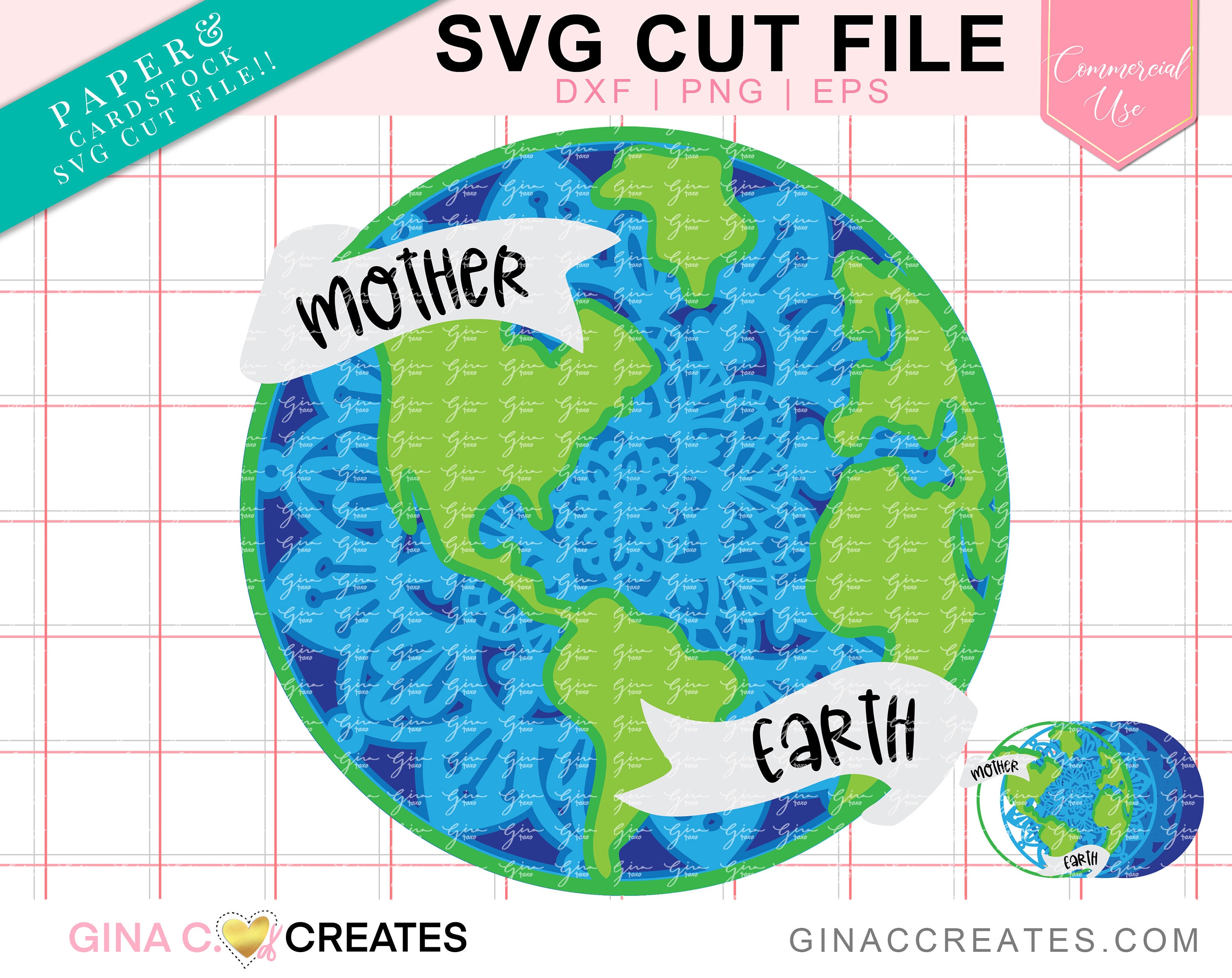 Earth Day Layered Mandala SVG Cut File Globe Svg Mother | Etsy