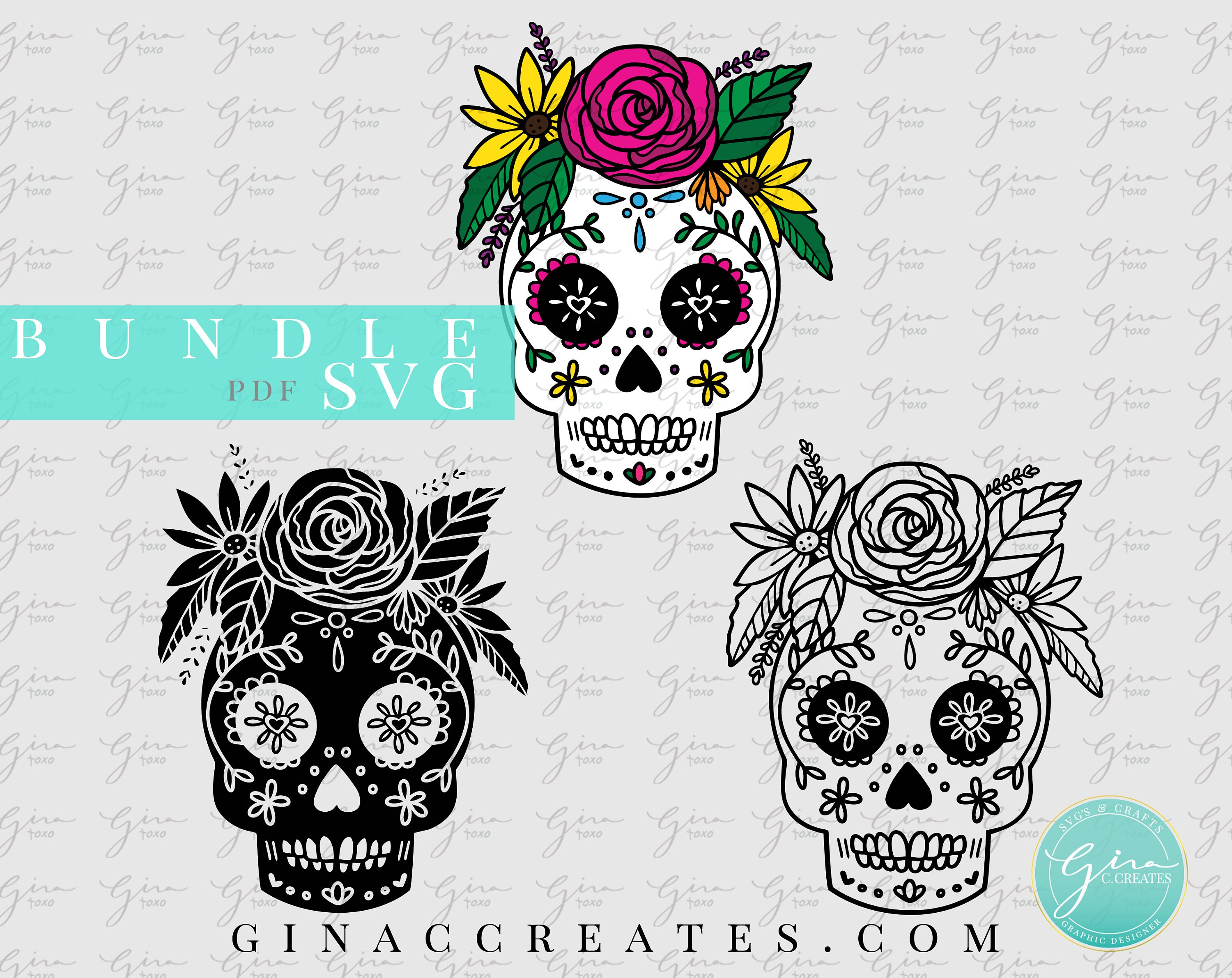 Download Sugar Skulls SVG Cut file skulls with flower crown day of ...