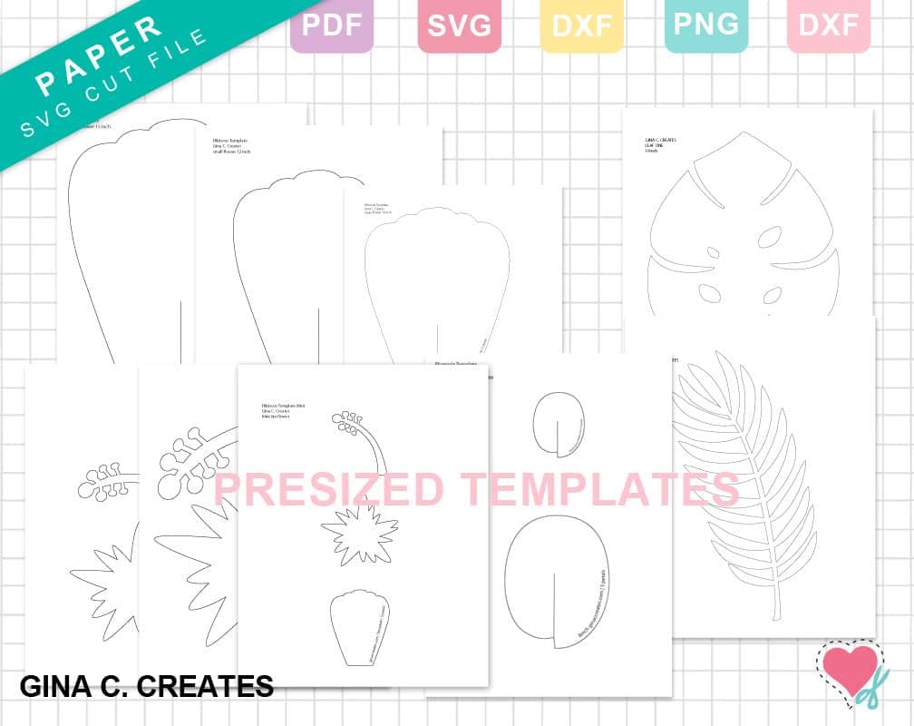 Paper Flower SVG, Hawaiian Hibiscus Paper Flower Template Bundle SVG