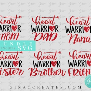 Heart Warrior Family SVG Bundle, Heart Warrior Mom svg, CHD svg bundle