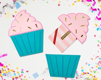 Birthday Gift Card Holder Cupcake SVG Cut File, paper cupcake svg