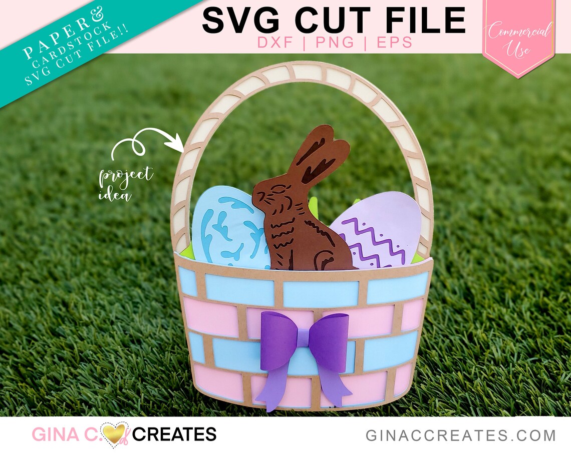 Layered Paper Easter Basket SVG Cut File Easter Eggs Svg Etsy