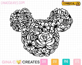 Flower Mouse Head SVG for Cricut, Floral SVG