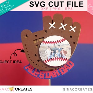 3D Día del Padre All-star Dad SVG Archivo de corte, guante de béisbol y pelota SVG