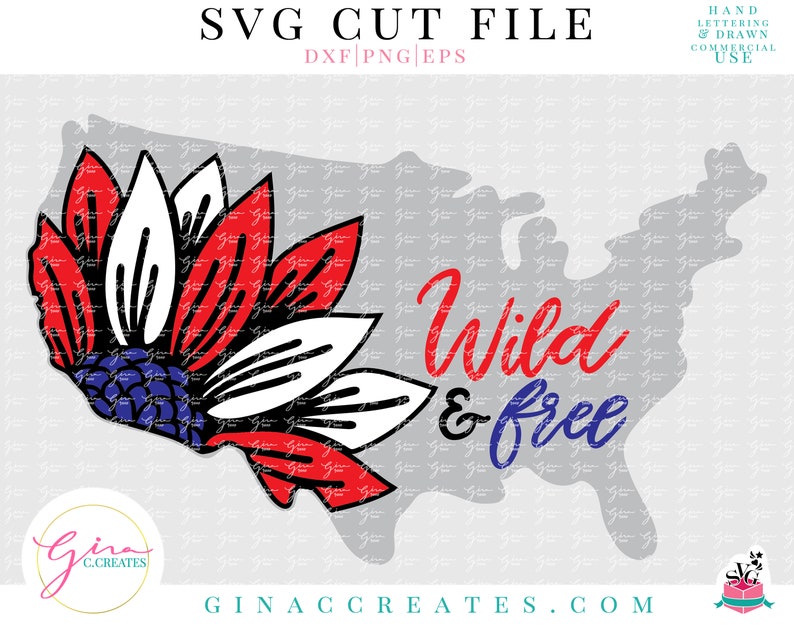 Download Wild and Free Sunflower America SVG Cut File | Etsy
