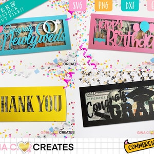 Cartão de dinheiro SVG, cartão de aniversário svg, cartão de formatura svg, cartão de agradecimento svg, cartão de casamento svg