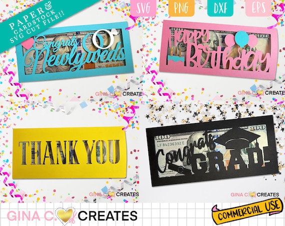 Money Card SVG, birthday card svg, graduation card svg, thank you card svg, wedding card svg