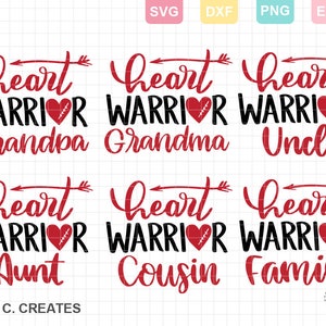 Heart Warrior Family 2 SVG Bundle, Heart Warrior Grandma svg, CHD svg bundle