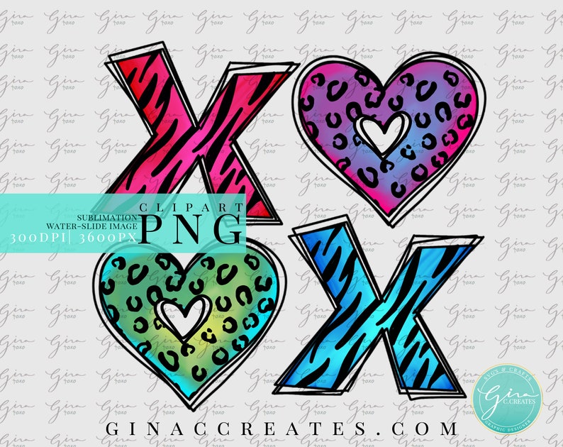 XOXO SVG and PNG Bundle, Valentine's Day Xoxo Sublimation Image, Zebra ...