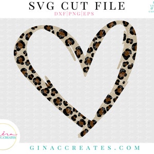 Arquivo de corte SVG de esboço de coração de leopardo
