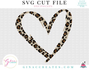 Leopard Heart Sketch SVG Cut File