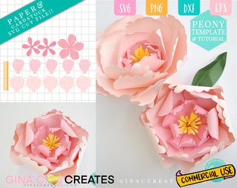 Peony Paper Flower SVG Bundle, SVG Cut File for Cricut