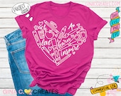 Cute Teacher Shirt SVG, Heart SVG, School Supplies SVG, Teach Love Learn Inspire png svg Files