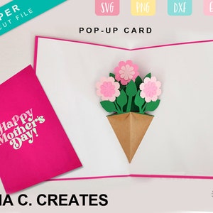 Feliz Día de la Madre Tarjeta emergente SVG, Tarjeta emergente de ramo de flores svg