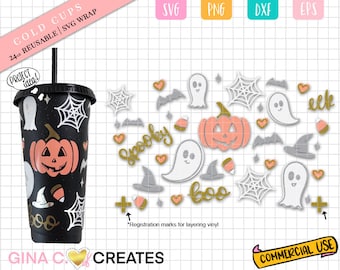 ハロウィン コールドカップ フルラップ SVG、ハロウィン SVG