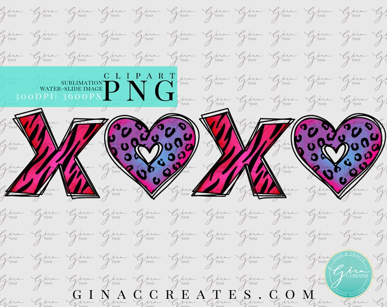 XOXO SVG and PNG Bundle, Valentine's Day Xoxo Sublimation Image, Zebra ...
