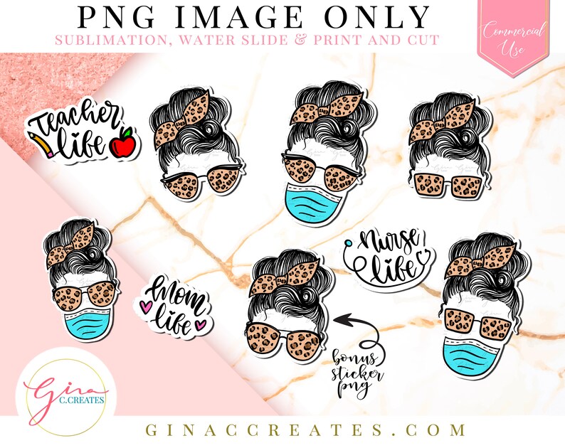 Download Leopard Girl Messy Bun PNG Illustration leopard sunglasses ...