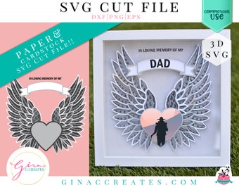 3D Angel Wings Memorial Mandala SVG Cut File, 3D mandala svg, Memorial SVG