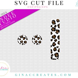 Leopard Print SVG Bundle, Svg for acrylic blank .5&quot; circle, 2&quot; rectangle jewelry charm and 3 inch cross key chain blank