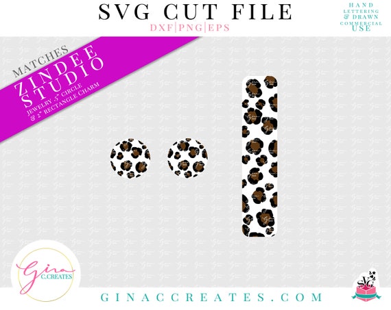 Leopard Print SVG Bundle, Svg for acrylic blank .5" circle, 2" rectangle jewelry charm and 3 inch cross key chain blank