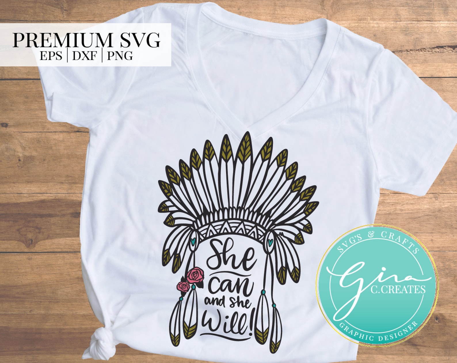 She can and she will feather headdress svg native american etsy