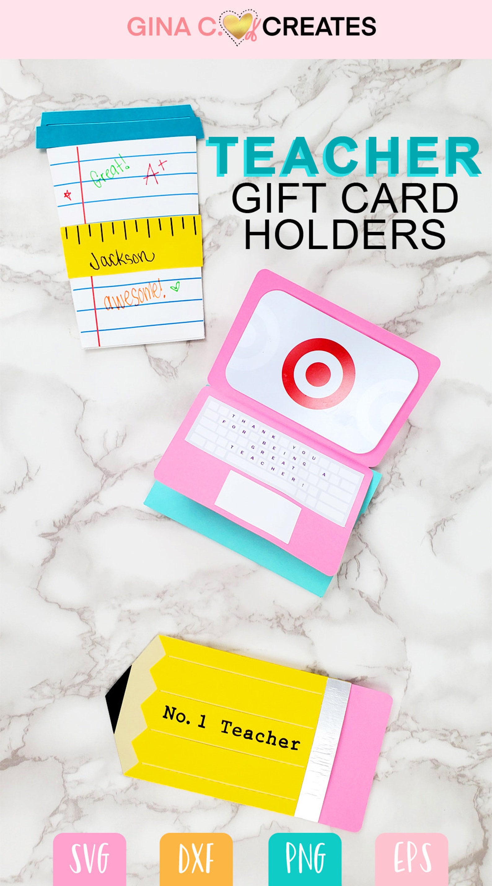 Teacher Gift Card Holders SVG Bundle Coffee Cup Svg Laptop Etsy