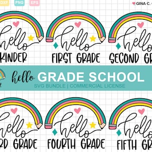 Back to School SVG Bundle, Hello School SVG, Grade School SVG Bundle