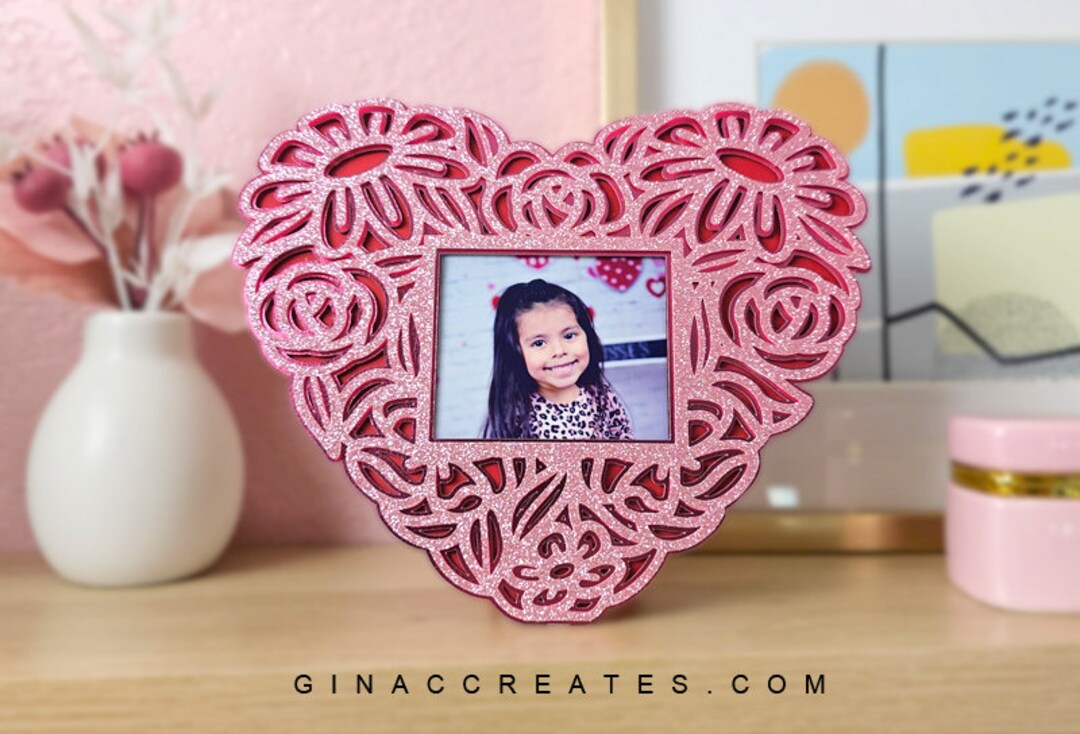 Floral Heart Photo Frame SVG Cut File for Cricut Cutting Machines ...