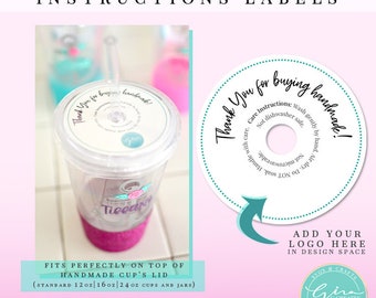 Cup Care Instruction Label, Care Card, Thank you for buying handmade cup label | PNG Printable