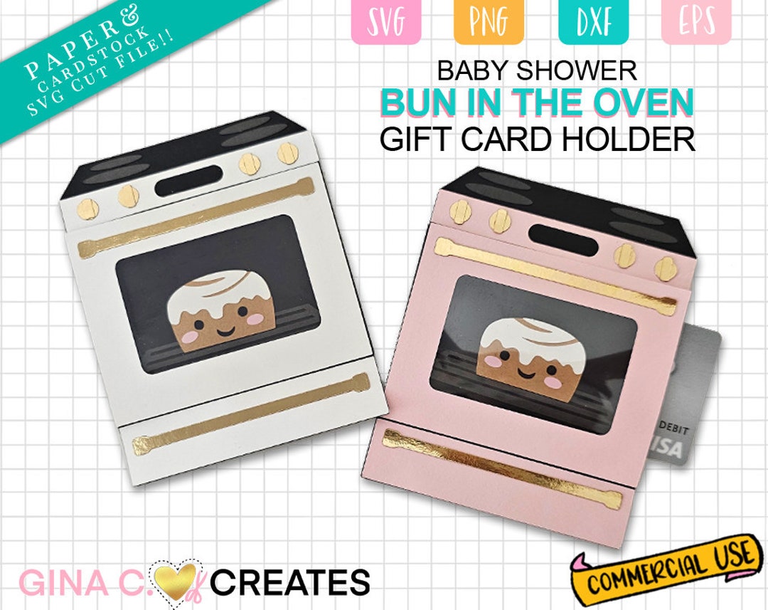 Baby Shower Gift Card Holder SVG, Bundle in the Oven Gift Card Holder Cut File Etsy