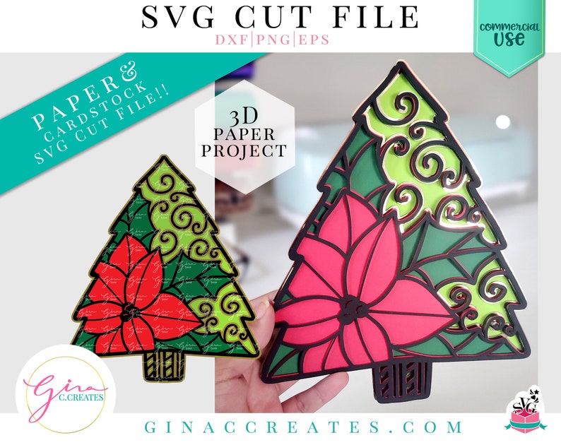 Download 3D Poinsettia Christmas Tree Mandala SVG Cut File 3D ...