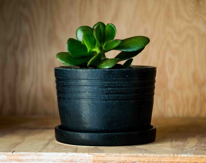 Matte Black Ceramic Planter - Succulent Planter - Handmade Ceramics - Minimalist Pottery - Modern Bohemian Home Decor - Made to Order