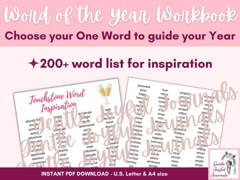 2025 Word of the Year Printable Workbook and Journal My Little Word My