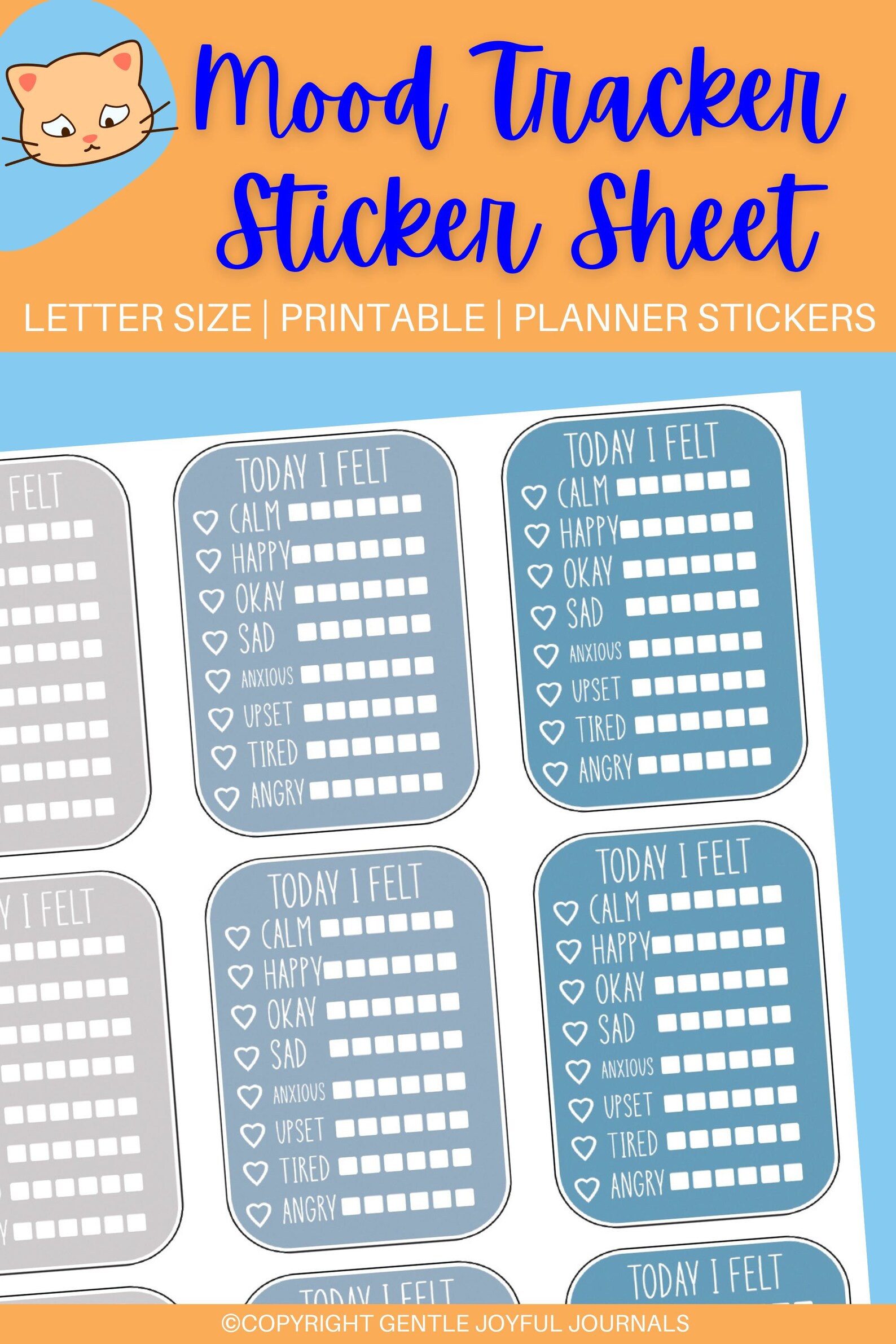 Daily Mood Tracker Sticker Sheet for Paper Planners Self Care Journals ...