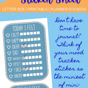 Daily Mood Tracker Sticker Sheet for Paper Planners Self Care Journals ...
