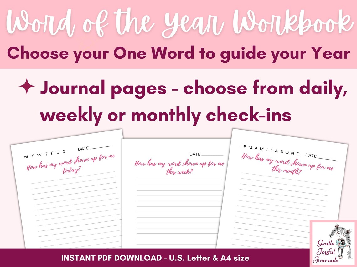 2025 Word of the Year Printable Workbook and Journal My Little Word My