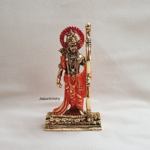 Gold Tone Ram Idol, Ayodhya 3D Sculpture for Home Temple (3.5 Inch)